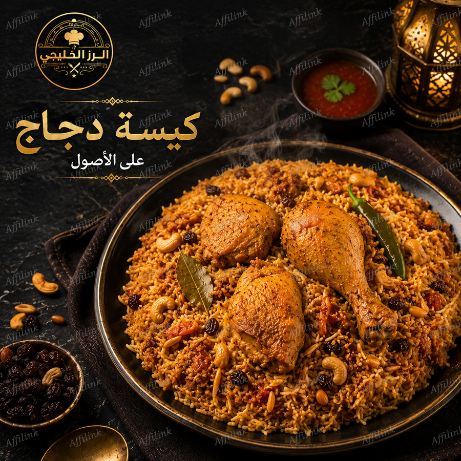 كبسة الدجاج على الأصول – دجاج طري وأرز فاخر بالبهارات العربية الأصيلة