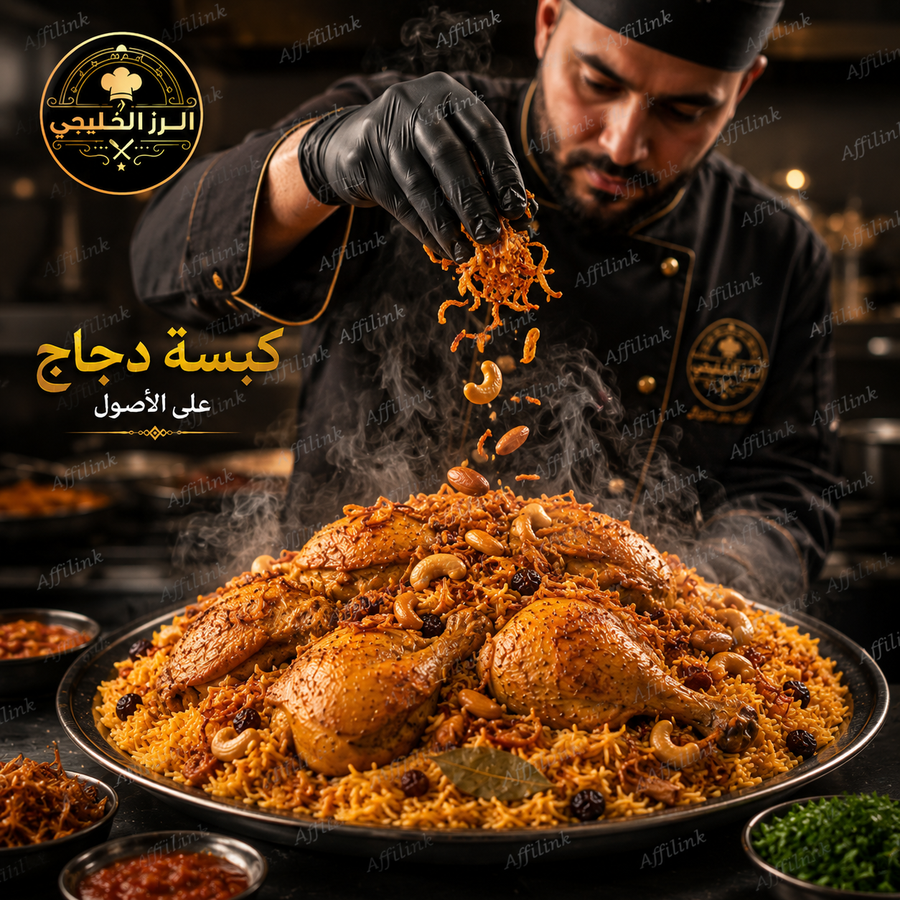 كبسة الدجاج على الأصول – دجاج طري وأرز فاخر بالبهارات العربية الأصيلة