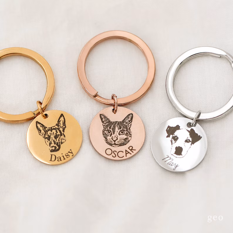 Personalized Keychain Dog Pet Portrait