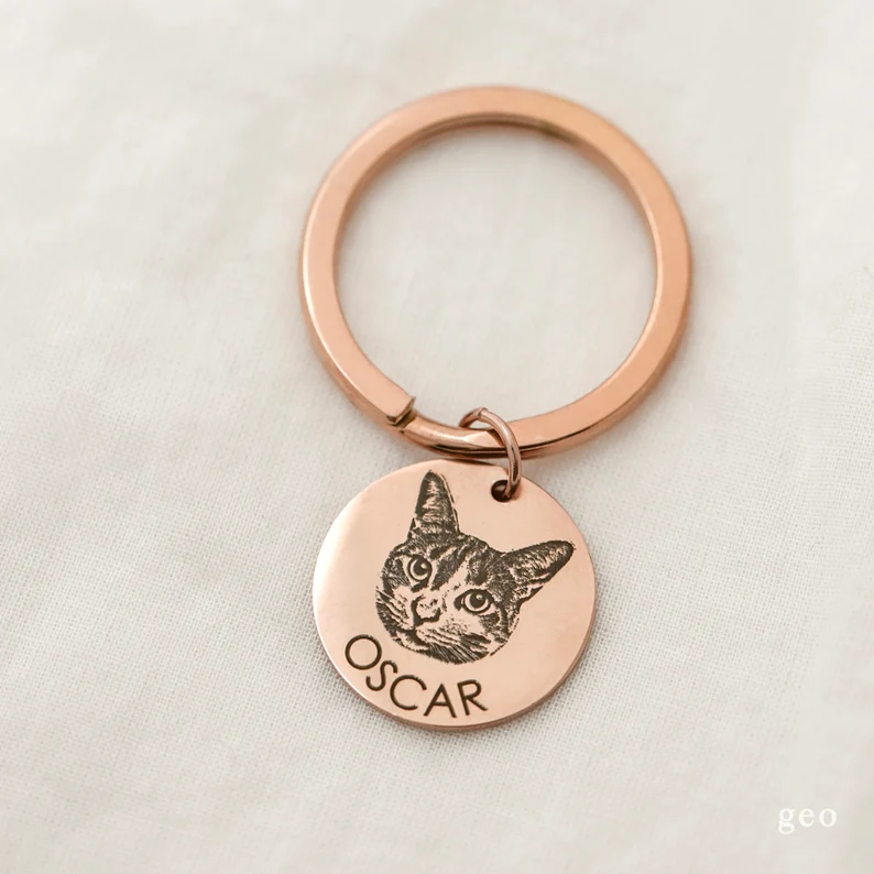 Personalized Keychain Dog Pet Portrait