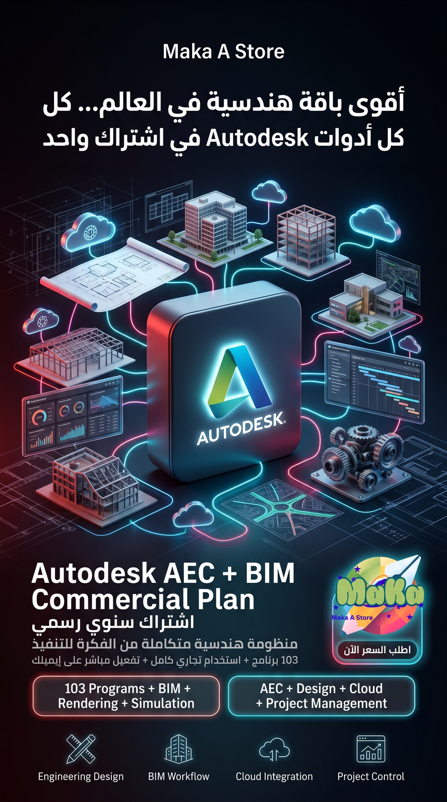 اشتراك سنة Autodesk AEC + BIM Commercial Plan 