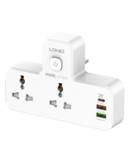 LDNIO SC2311 Power Socket with 2 AC Outlets, PD & QC3.0 Fast Charging, 1 USB-C & 2 USB-A Ports