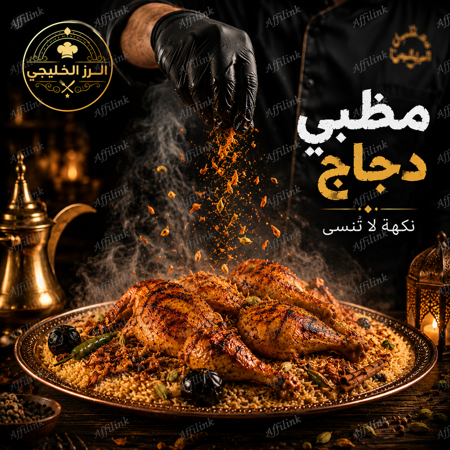 مظبي الدجاج الخليجي – نكهة الشواء الأصيل مع أرز بسمتي فاخر