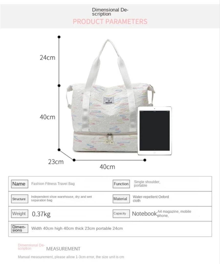 شنطة سفر ورحلات قماش مطرزة - قابلة للتوسيع (Tote Bag) | Demand & Beyond
