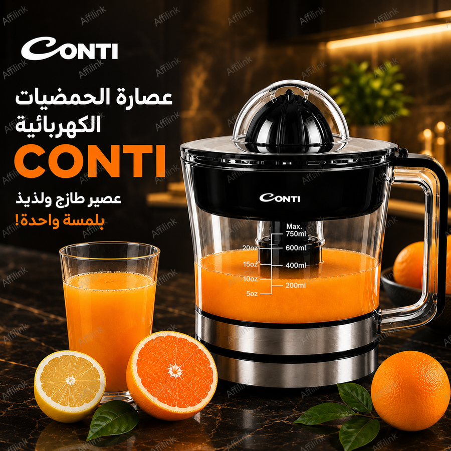 عصارة الحمضيات الكهربائية CONTI – استمتع بعصير طازج خلال ثوانٍ بلمسة واحدة
