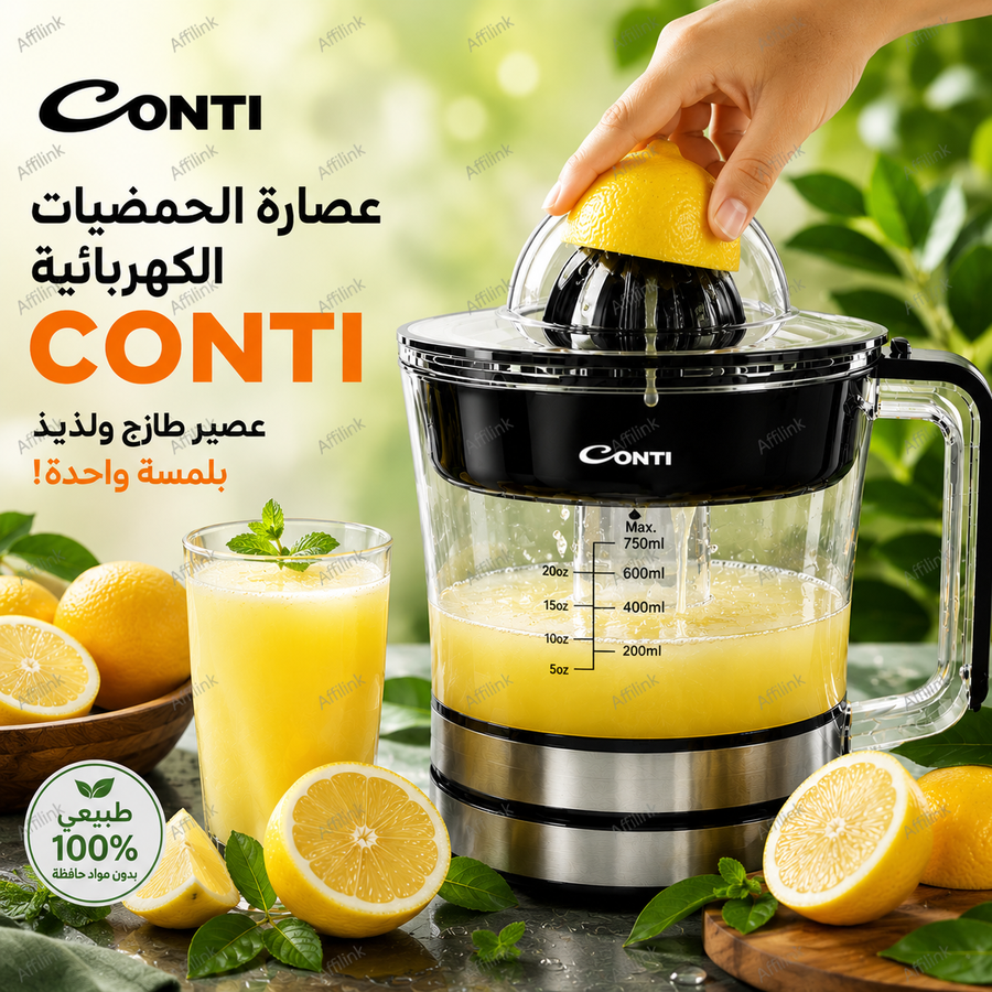 عصارة الحمضيات الكهربائية CONTI – استمتع بعصير طازج خلال ثوانٍ بلمسة واحدة