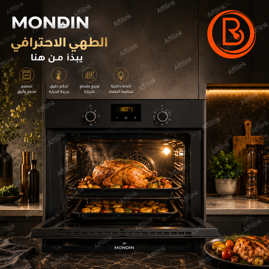 فرن موندين الكهربائي المدمج – أداء احترافي وتصميم عصري