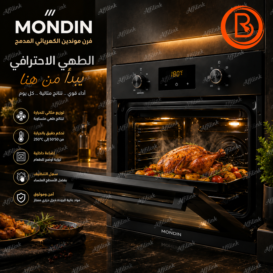 فرن موندين الكهربائي المدمج – أداء احترافي وتصميم عصري