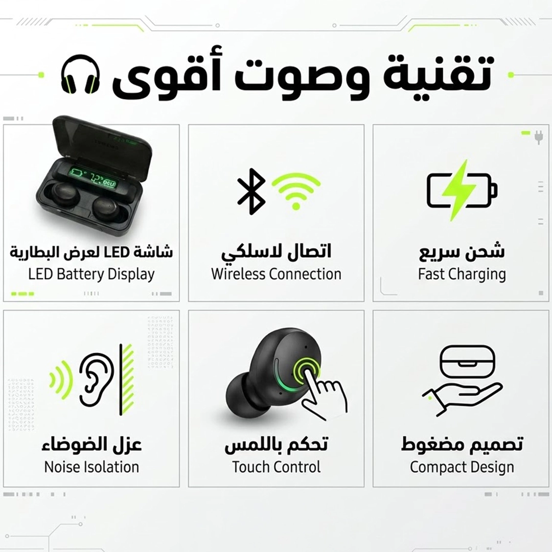 سماعة Samsung Air F9 Pro بصوت محيطي 8D