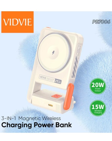 VIDVIE PB7006 3-IN-1 Magnetic Wireless Charging Power Bank