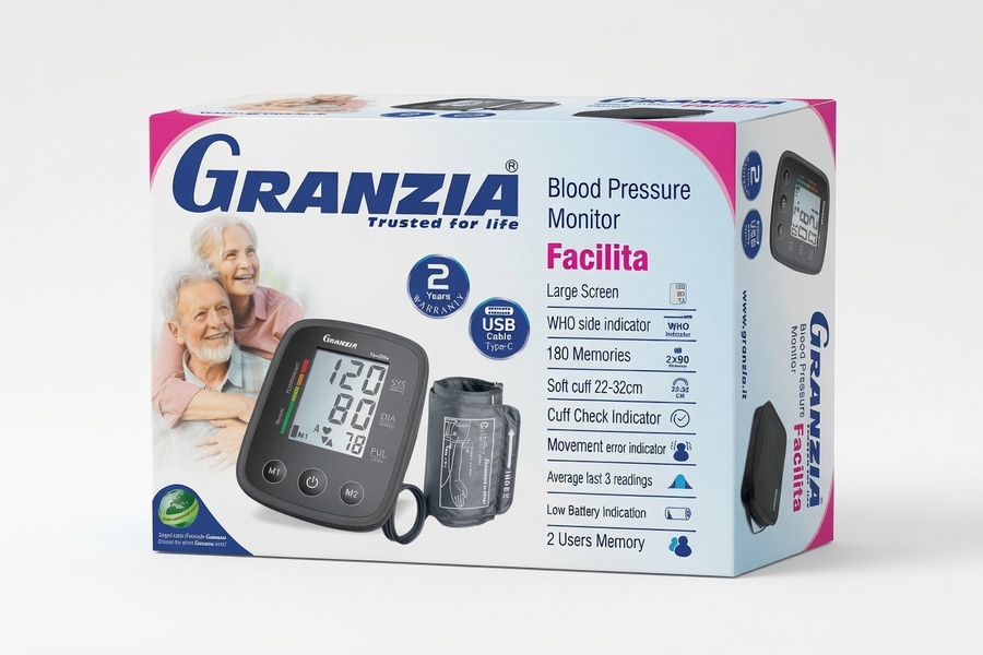 جهاز قياس ضغط الدم Granzia Facilita - شاشة كبيرة وذاكرة 180 قراءة