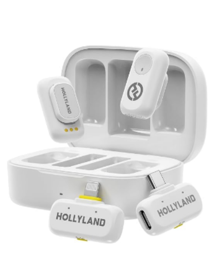 Hollyland LARK A1 Combo  Wireless Microphone System with USB-C and Lightning-White