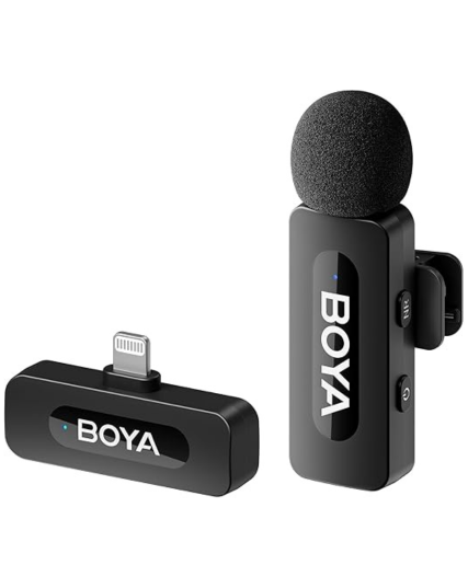 BOYA BY-V1 Ultracompact Wireless Microphone System for iOS Devices (2.4 GHz) - Black