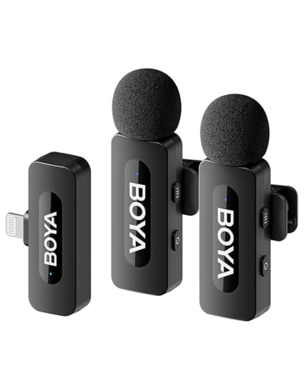 BOYA BY-V2 Ultracompact Wireless Microphone System for iOS Devices (2.4 GHz) - Black