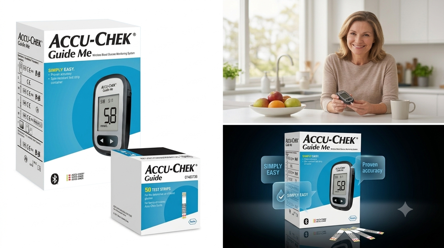 جهاز قياس السكر في الدم ACCU-CHEK GUIDE ME الألماني + 25 شريط
