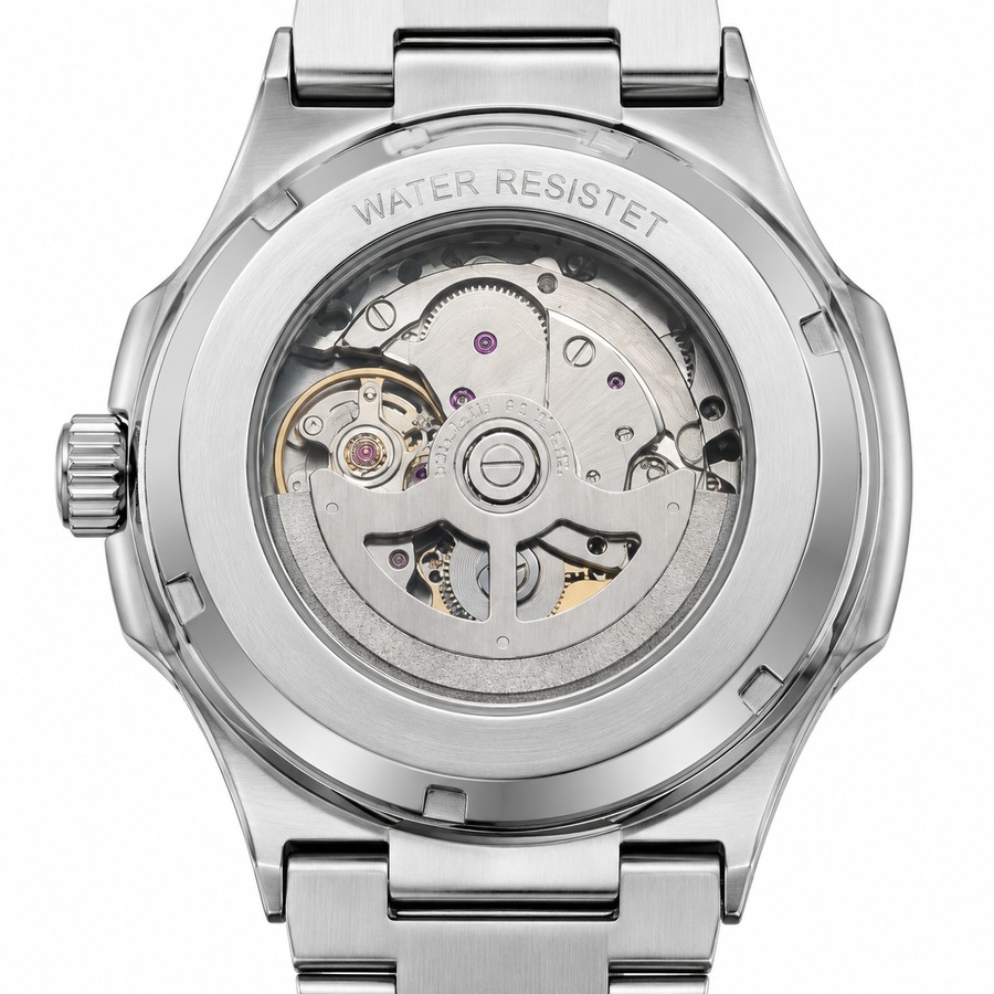 Starkon Navigator S1— Automatic Skeleton Watch | Silver | Blue Face