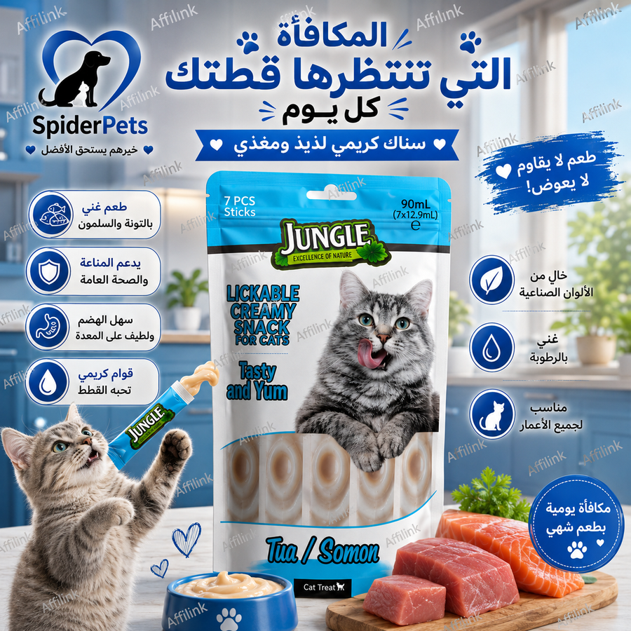 سناك كريمي بالتونة والسلمون للقطط