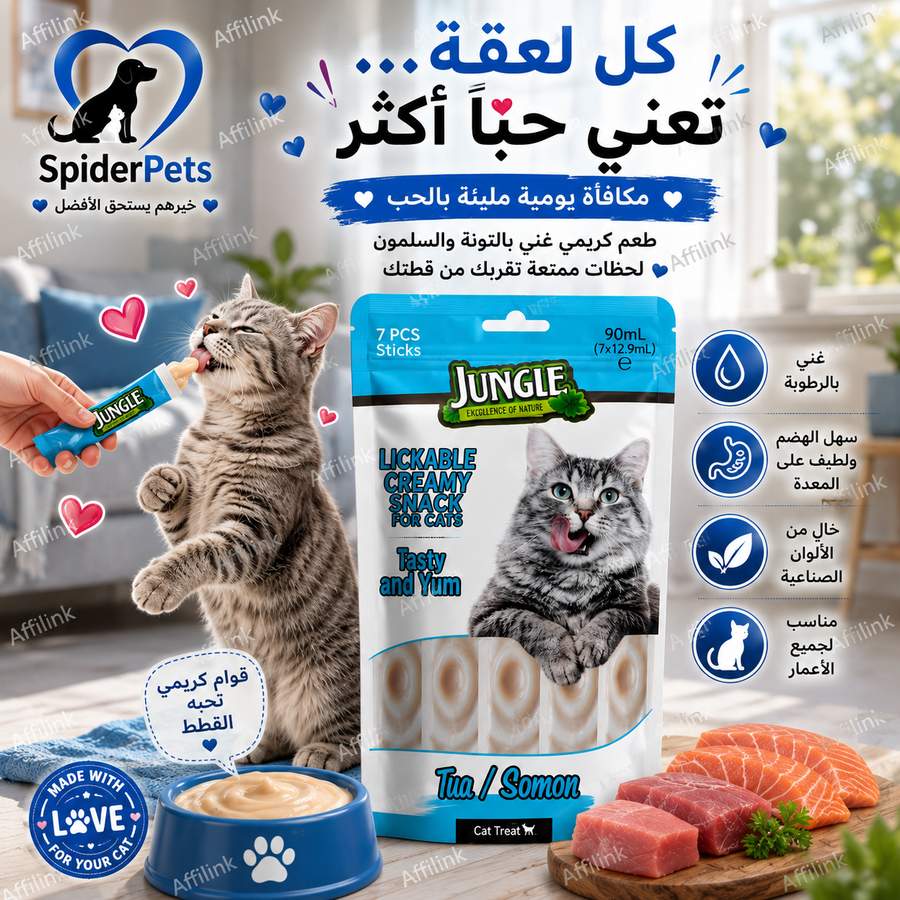 سناك كريمي بالتونة والسلمون للقطط
