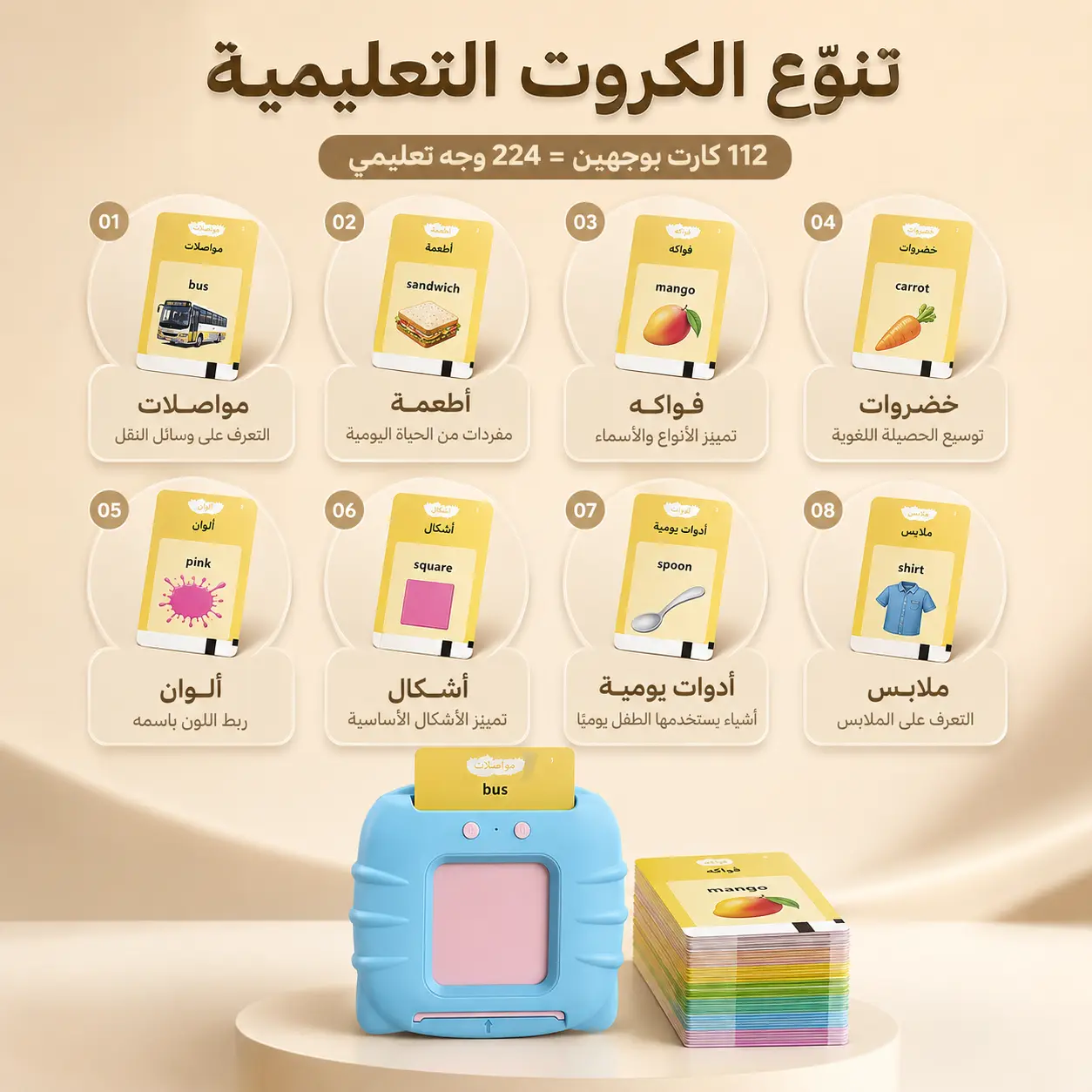البطاقات التعليمية الناطقة للأطفال | Talking Flash Cards