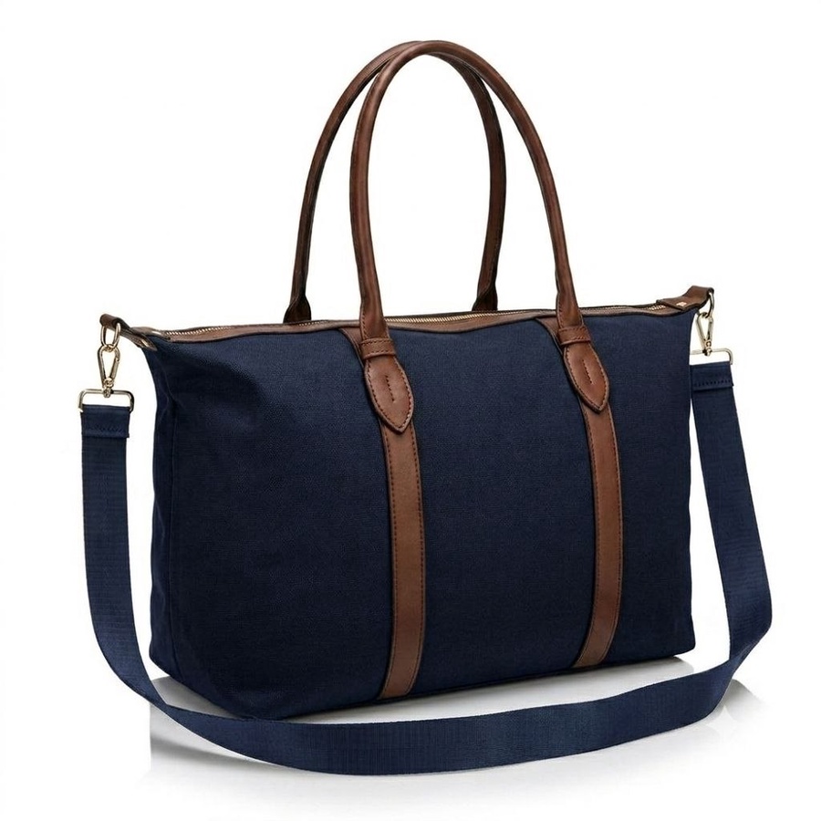 شنطة كتف وكروس حريمي مستوحى من (Ralph Lauren) قماش بأطراف جلد | Demand & Beyond 
