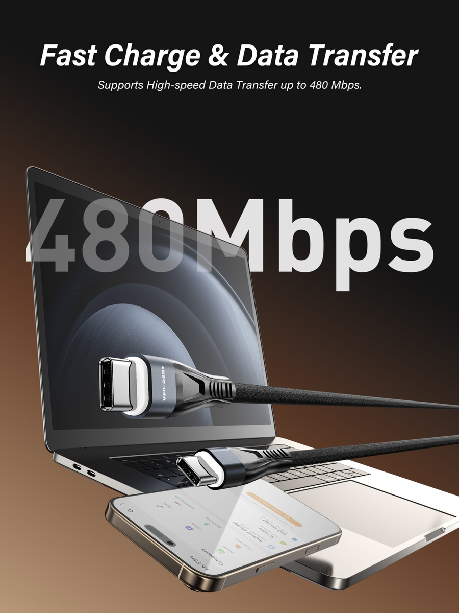 VEN-DENS Type-C to Type-C Cable PVC data cable 60W for Type-C devices product thumbnail 5