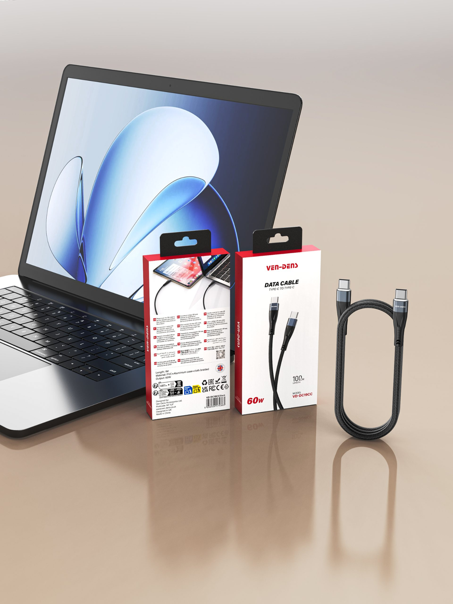 VEN-DENS Type-C to Type-C Cable PVC data cable 60W for Type-C devices product thumbnail 2