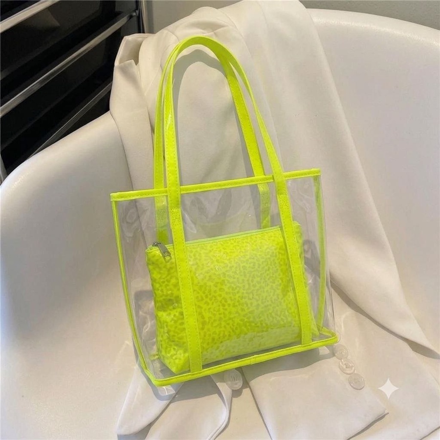 شنطة Tote شفافة (Clear Bag) عصرية مع شنطة داخلية بنقشة لامعة| Demand & Beyond