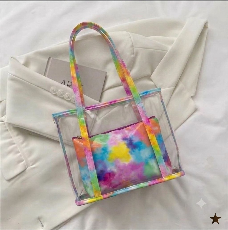 شنطة Tote شفافة (Clear Bag) عصرية مع شنطة داخلية بنقشة لامعة| Demand & Beyond