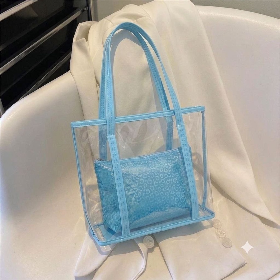 شنطة Tote شفافة (Clear Bag) عصرية مع شنطة داخلية بنقشة لامعة| Demand & Beyond