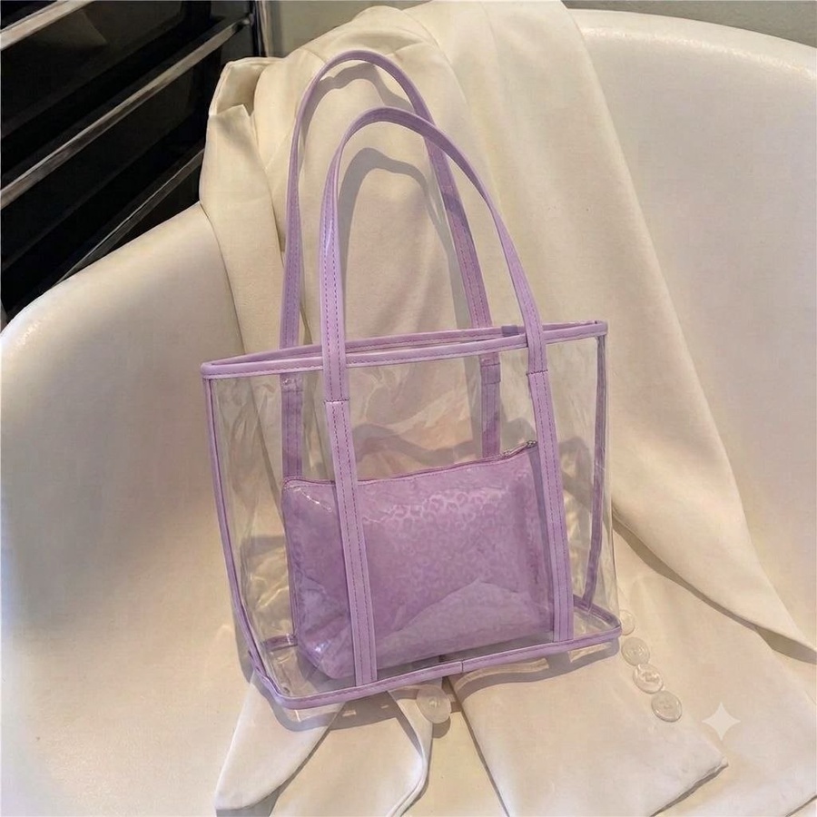 شنطة Tote شفافة (Clear Bag) عصرية مع شنطة داخلية بنقشة لامعة| Demand & Beyond