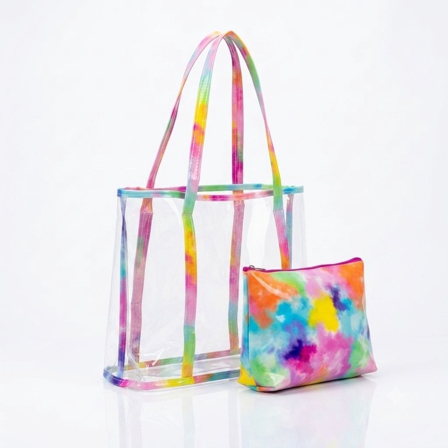 شنطة Tote شفافة (Clear Bag) عصرية مع شنطة داخلية بنقشة لامعة| Demand & Beyond