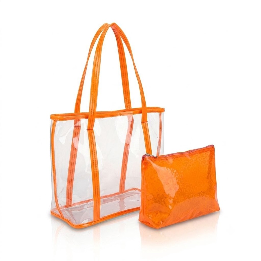 شنطة Tote شفافة (Clear Bag) عصرية مع شنطة داخلية بنقشة لامعة| Demand & Beyond