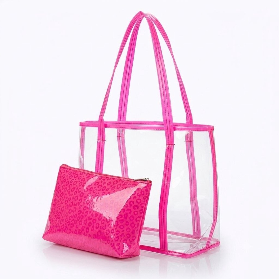 شنطة Tote شفافة (Clear Bag) عصرية مع شنطة داخلية بنقشة لامعة| Demand & Beyond