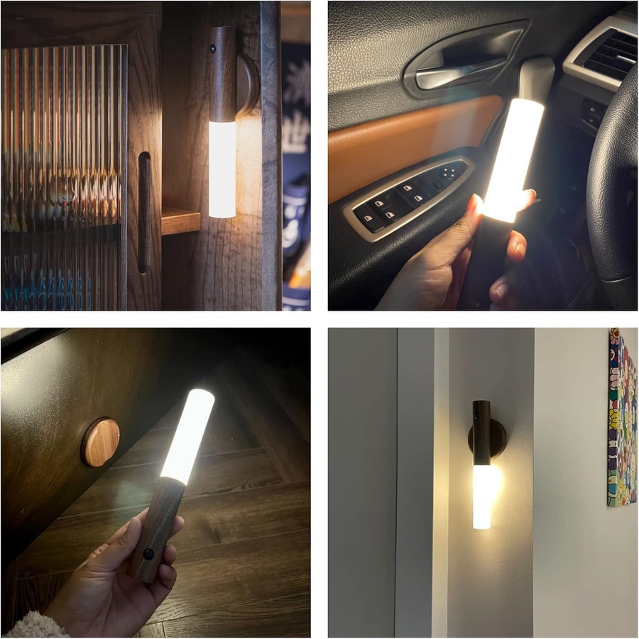 طقم مصباح حائط يعمل بالبطارية LED قابل للشحن USB مع مستشعر حركة ومغناطيس – إضاءة ذكية لاسلكية