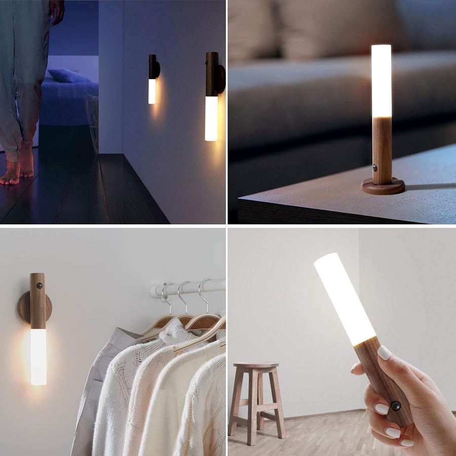 طقم مصباح حائط يعمل بالبطارية LED قابل للشحن USB مع مستشعر حركة ومغناطيس – إضاءة ذكية لاسلكية
