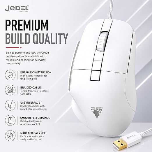 JeDEL CP102 ERGONOMIC DESIGN Comfortable Mouse white