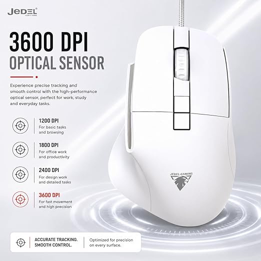 JeDEL CP102 ERGONOMIC DESIGN Comfortable Mouse white
