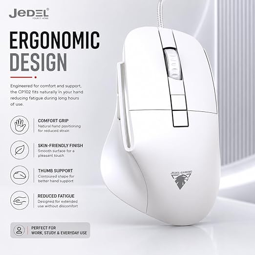 JeDEL CP102 ERGONOMIC DESIGN Comfortable Mouse white