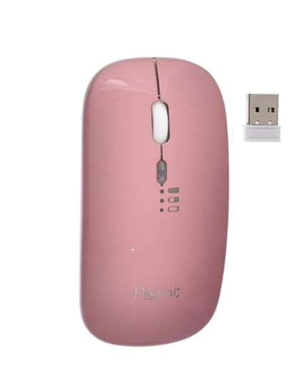 Point PT-20 Wireless Mouse - Pink | Slim, Portable & Ergonomic 2.4GHz Mouse