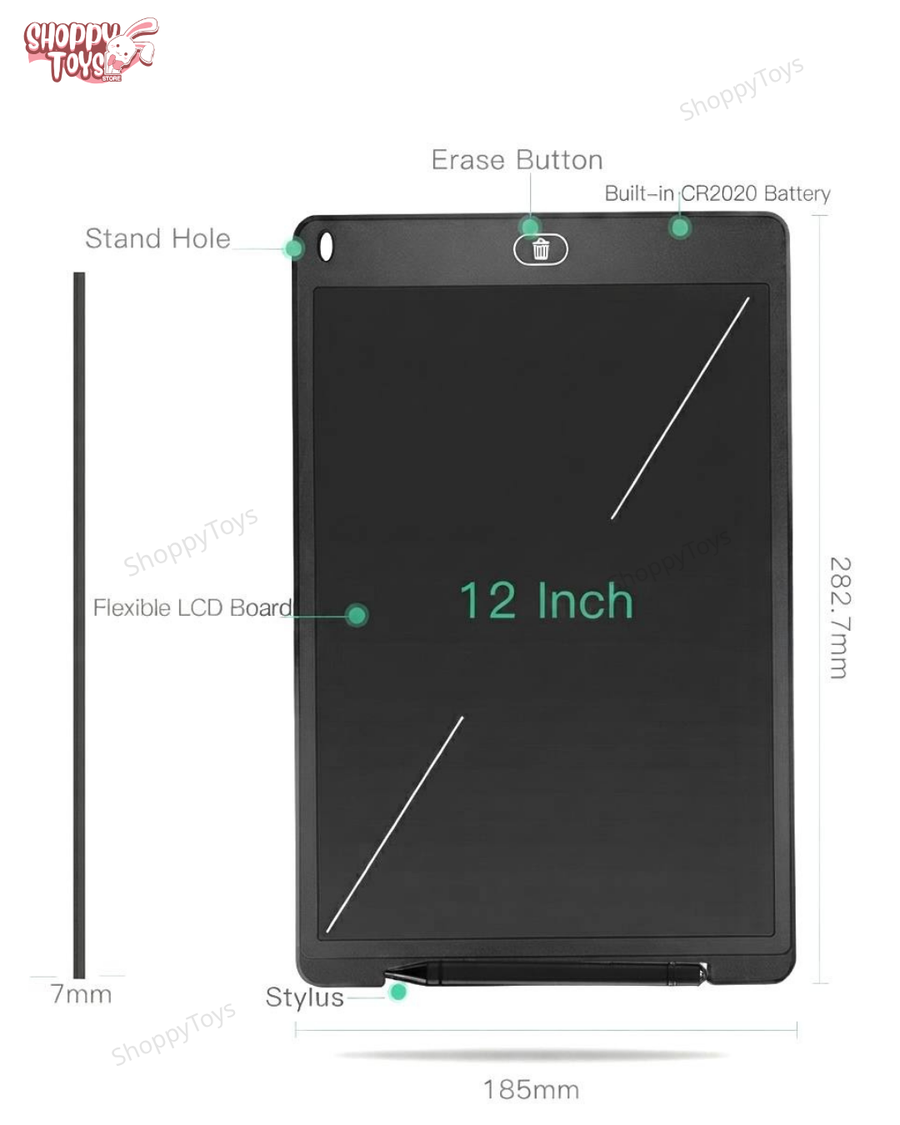 سبورة وتابلت الرسم الذكي LCD مقاس 12 بوصة - كتابة ملونة وتصميم "سوبر هيرو"