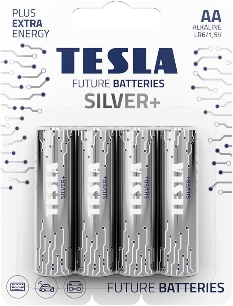 TESLA BATTERIES AA ALKALINE LR6 / 1.5V SILVER+ 4 PCS
