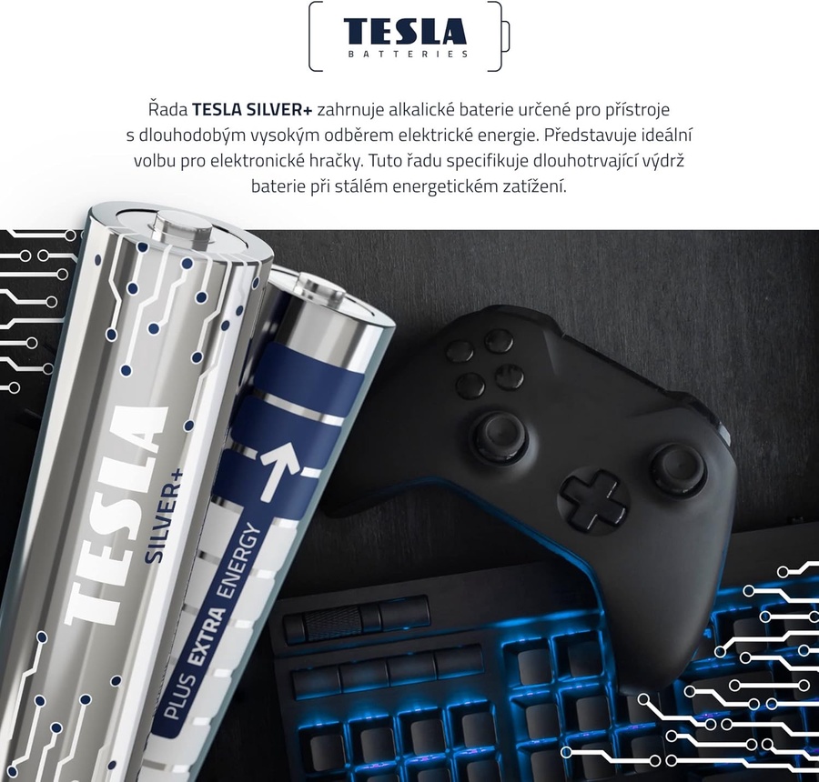 TESLA BATTERIES AA ALKALINE LR6 / 1.5V SILVER+ 4 PCS