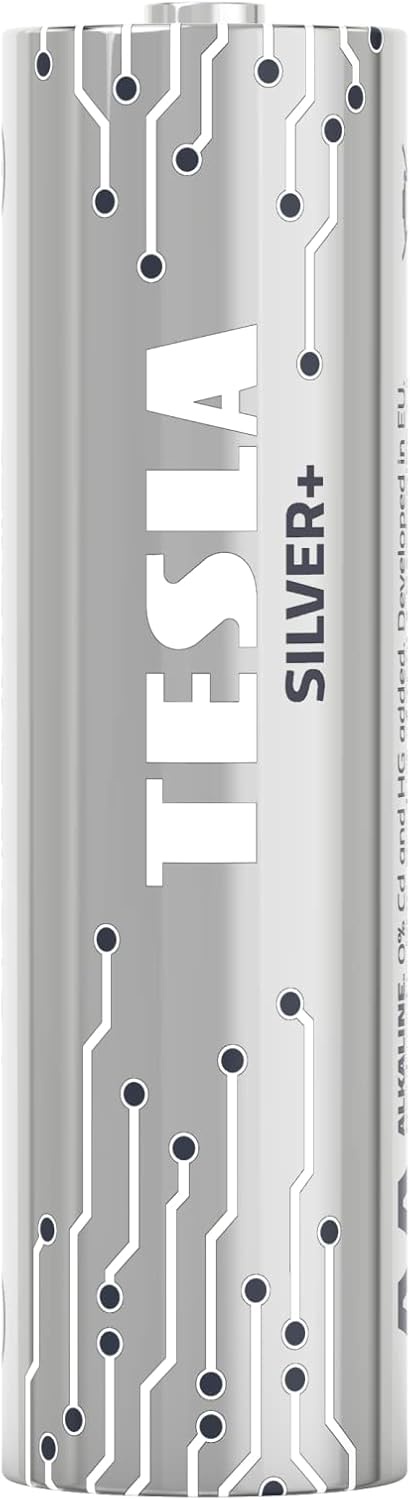 Tesla AA Battery Silver+ Alkaline - Plus Extra Energy Shrink Foil LR6/1.5V Pack of 10