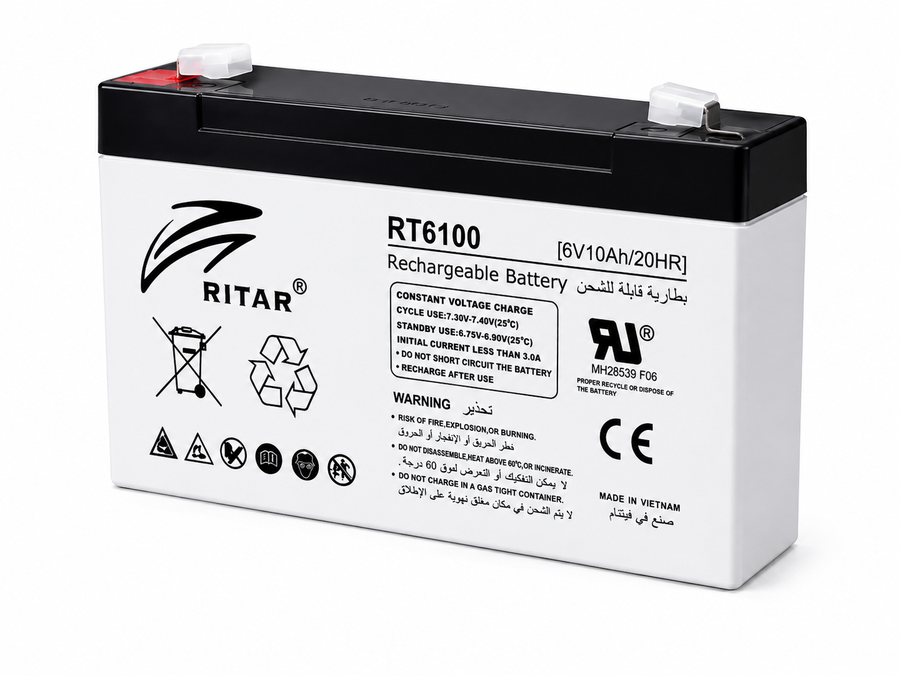 RITAR Battery 6V 10 AH , Emergency Lights, Alarms, And Children's Toys