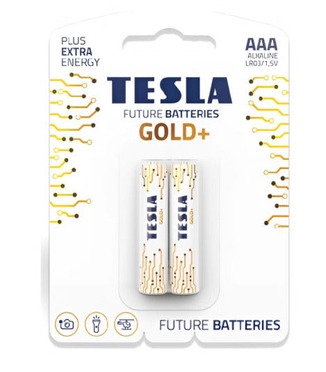 TESLA BATTERIES  AAA LR03 / 1.5V GOLD+  ALKALINE 2PCS