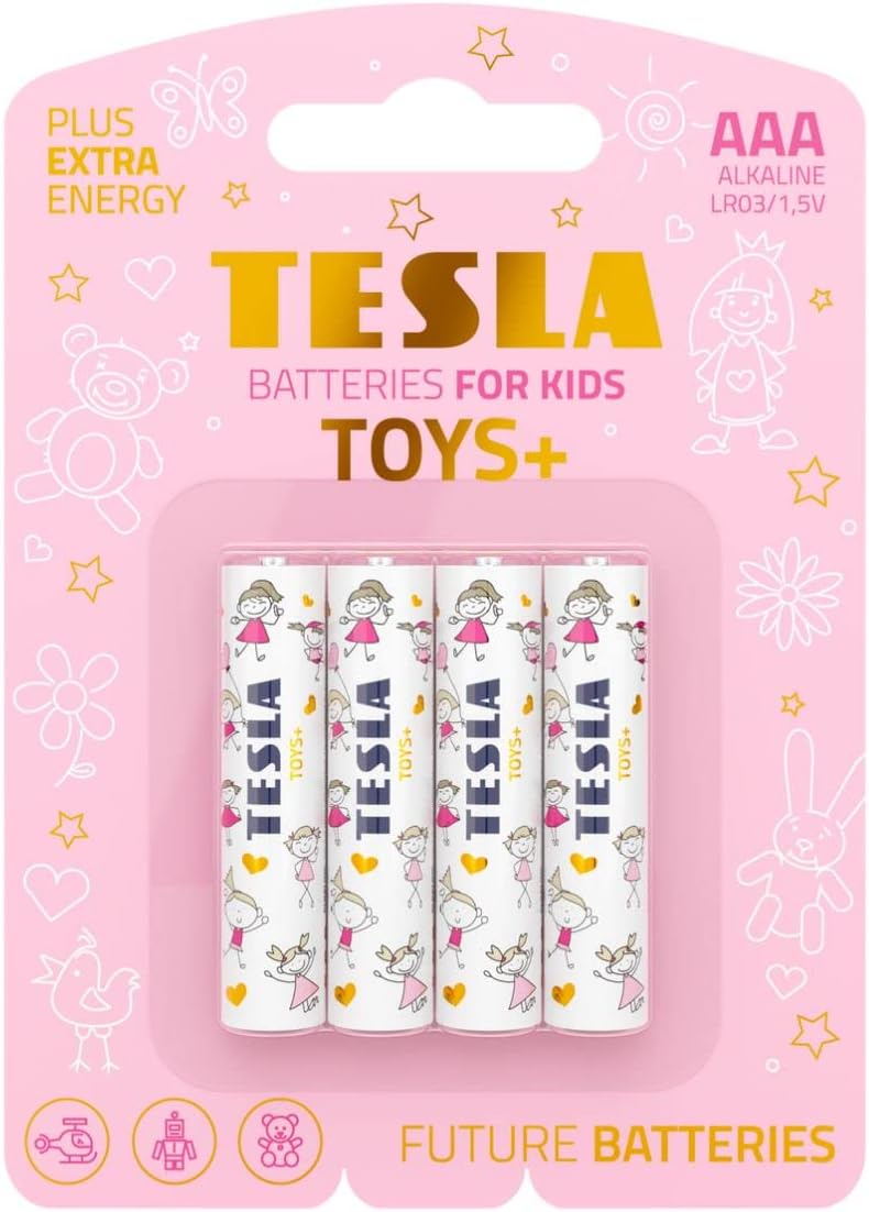 Tesla Batteries AAA LR03/1.5V TOYS+ Alkaine Plus Extra Energy Batteries GIRL BLISTER FOIL 4pcs