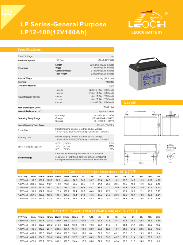 100Ah 12V lead acid Battery Cycle Resistant leoch Solar Battery Solar Energy made in malysia