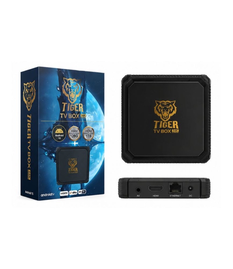 تيجر تي في بوكس Tiger TV Box أندرويد 15 بدقة 14K Ultra HD