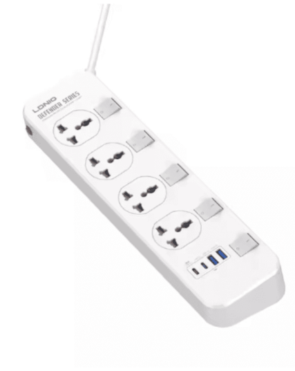 LDNIO SC4408C 2500W Power Socket with 4 AC Outlets & 4 USB Fast Charging Ports