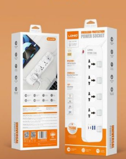 LDNIO SC4408C 2500W Power Socket with 4 AC Outlets & 4 USB Fast Charging Ports